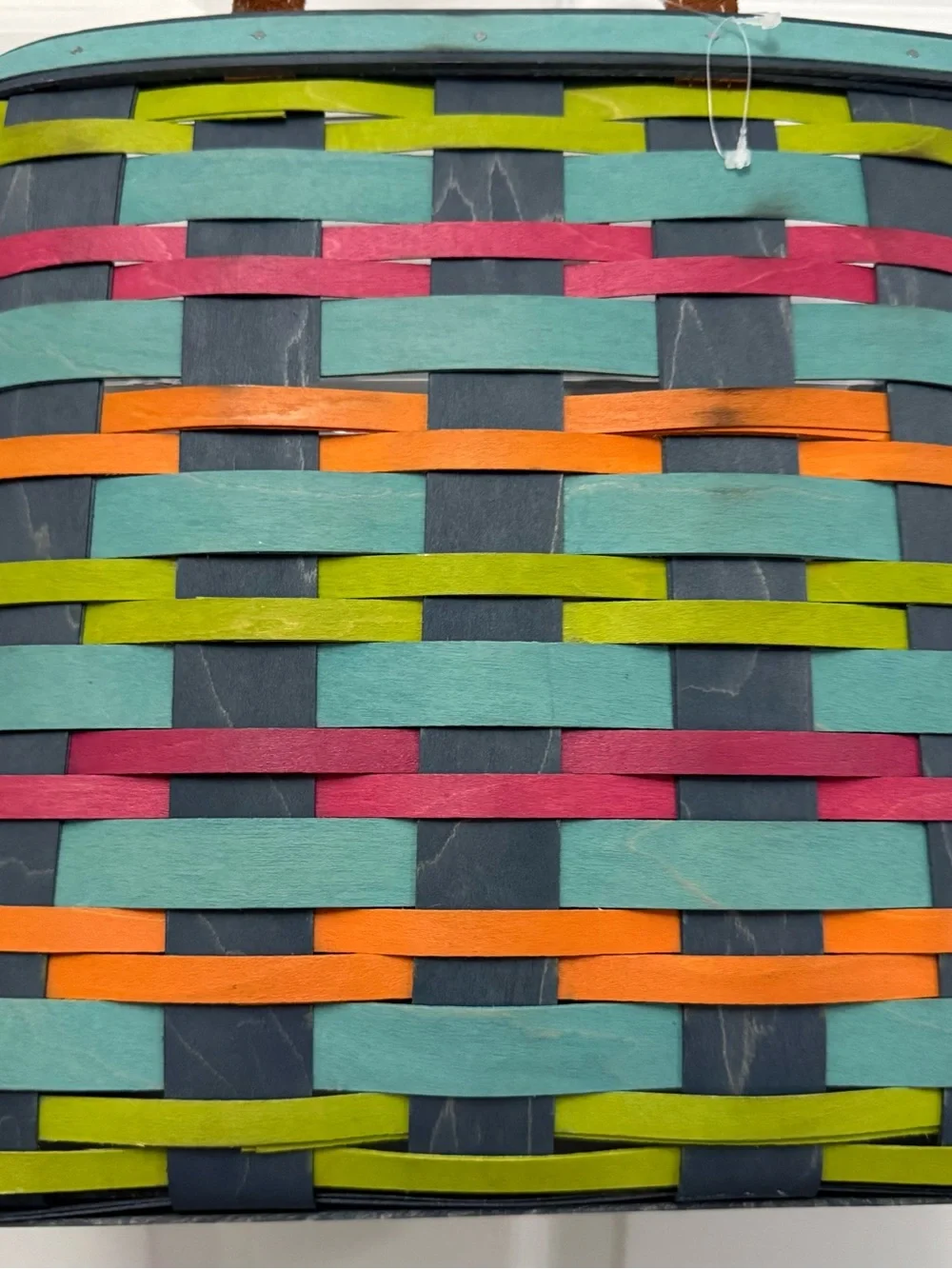 Longaberger Multicolor Woven Basket Tote - Teal, Orange, Lime & Magenta